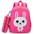 Mochila Escolar Infantil Menino Menina Dinossauro Gatinho de Costas Pink