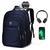 Mochila Executiva Escolar Grande Espaço Notebook Cabo Fone de Ouvido e USB Porta Garrafa Azul