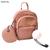 Mochila Feminina Pequena com Necessaire e Pompom 9260 Rosa