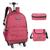 Mochila Infantil com Rodinhas 360 graus Lancheira e Estojo 100 Pens Estrelas Up4You Rosa chiclete