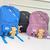 Mochila reforçada escolar acompanha ursinho bolso 2 fivelas de plástico Azul