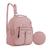 Mochila Resistente Feminina Bolsa Transversal Trabalho Basica Escolar Compacta Colorida Estilosa Porta Moeda Estojo Luxo Rosa claro