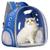 Mochila Respirável Transparente De Ombro Portátil Gato Pets Blue