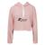 Moletom Feminino Cropped Capuz Inverno Patins Moderno Casual Rosa