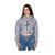 Moletom Feminino Cropped Com Capuz Fé Ajustável Liso Cinza