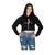 Moletom Feminino Cropped Com Capuz Fé Ajustável Liso Preto