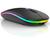Mouse Sem Fio Wireless Com Bateria Interna Recarregável 2,4 Hz Led RGB Home Office Rosa Preto