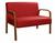 Namoradeira Lara Poltrona 2 Lugares Moderna Braço Madeira Suede Vermelho 100