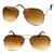 Óculos Aviador Sol Armação Preto Dourado Metal Lentes Com Proteção UV Marrom