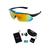 Óculos Bike Ciclismo Mtb 5 lentes para trocar unissex proteção solar UV 400 lente polarizada Kit completo + clip para colocação de grau Preto, Azul