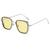 Óculos de Sol de Metal Quadrado Unissex Proteção UV400 Amarelo
