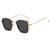 Óculos de Sol de Metal Quadrado Unissex Proteção UV400 Preto, Dourado