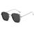 Óculos de Sol de Metal Quadrado Unissex Proteção UV400 Preto, Prata