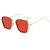 Óculos de Sol de Metal Quadrado Unissex Proteção UV400 Vermelho