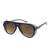 Óculos de Sol Escuro Masculino Steampunck Redondo Furos Laterais Proteção UV400 Acompanha Case Translúcido azul