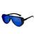 Óculos de Sol Escuro Masculino Steampunck Redondo Furos Laterais Proteção UV400 Acompanha Case Azul