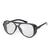 Óculos de Sol Escuro Masculino Steampunck Redondo Furos Laterais Proteção UV400 Acompanha Case Preto lente translúcido