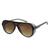 Óculos de Sol Escuro Masculino Steampunck Redondo Furos Laterais Proteção UV400 Acompanha Case Translúcido marrom