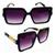 Oculos De Sol Feminino Armação Grande Luxo Uv400 Moderno Preto, Violeta