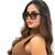 Óculos De Sol Feminino Lila Quadrado Grande Luxo Blogueira Original Proteção UV Tendencia Verão 2024 Marrom