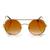 Óculos de Sol Feminino Redondo com Glitter Proteção UV400 Ouro Ouro