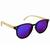 Óculos De Sol Hexagonal Perna De Madeira Proteção Uv Unissex Violeta