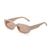 Óculos De Sol Hype Retro Vintage Retangular Moda Oval Unissex JR Bege