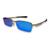 Óculos de sol masculino lupinha do vilão espelhado hype trap metal retangular ccl Azul