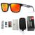 Óculos De Sol Polarizado Proteção Uv400 4kdeam Kit Completo 2, Preto hastes cinzas com lente vermelha espelhada