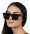 Óculos De Sol Quadrado Millionarie Masculino Feminino Uv400 Preto detalhe preto