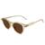 Óculos de Sol Redondo Feminino e Masculino Varias Cores Da Moda Proteção UV400 Bege translúcido