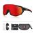 Óculos Esportivo Bike Corrida 3 Lentes Protetor Ocular com Suporte de Grau e Estojo Lente Espelhada Lente vermelha