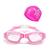 Óculos Natação Mergulho Piscina Lentes Transparentes Touca Rosa transparente