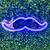 Painel Neon Bigode Moustache Barbearia Iluminação 32 Cm Azul