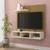 Painel Tv Smart 32 Polegadas Gold Ripado com Nichos - MOVEIS BARBOZA off white canela