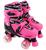 Patins Infantil Quad Roller 4 Rodas Rosa Ajustável Com Luz - Samba Toys Rosa