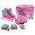 Patins InLine Roller Infantil Rosa 34 ao 37 C/ Kit Proteção Rosa