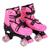 Patins Roller Flash Luz e Kit de Proteção 30-33 Rosa DM Toys Rosa