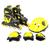 Patins Roller Infantil Inline 4 Rodas Ajustável + Proteção Preto, Amarelo