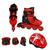 Patins Roller Semi Profissional Ajustável 4 Rodas Nº 32-35 C/ Kit Proteção Completo Vermelho