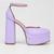 Peep Toe Meia Pata Vizzano Bico Quadrado Salto Bloco Alto Roxo