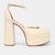 Peep Toe Meia Pata Vizzano Bico Quadrado Salto Bloco Alto Creme