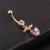 Piercing De Umbigo Dourado Zirconia Coração Pendurado Ouro Rosa