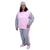 Pijama Feminino Plus Size Tamanho Grande De Inverno Quentinho Blusa Manga Longa Bordada e Calça Rosa