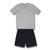  Camiseta cinza mescla, Shorts preto, 9y