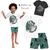 Pijama Infantil Masculino Camiseta + Bermuda em Meia Malha Brilha no Escuro Kyly Branco dino moon