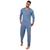Pijama Longo Masculino de Inverno Comprido Adulto Azul claro