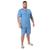 Pijama Plus Size Victory Original Masculino Camiseta Com Botões Na Gola Liso Clássico Modelo Lord Azul