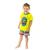 Pijama Verão Curto Masculino Infantil Algodão  Monster Brilha no Escuro Amarelo neon