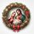 placa redonda decoração de natal guirlanda natalina 30x30 cm sagrada família